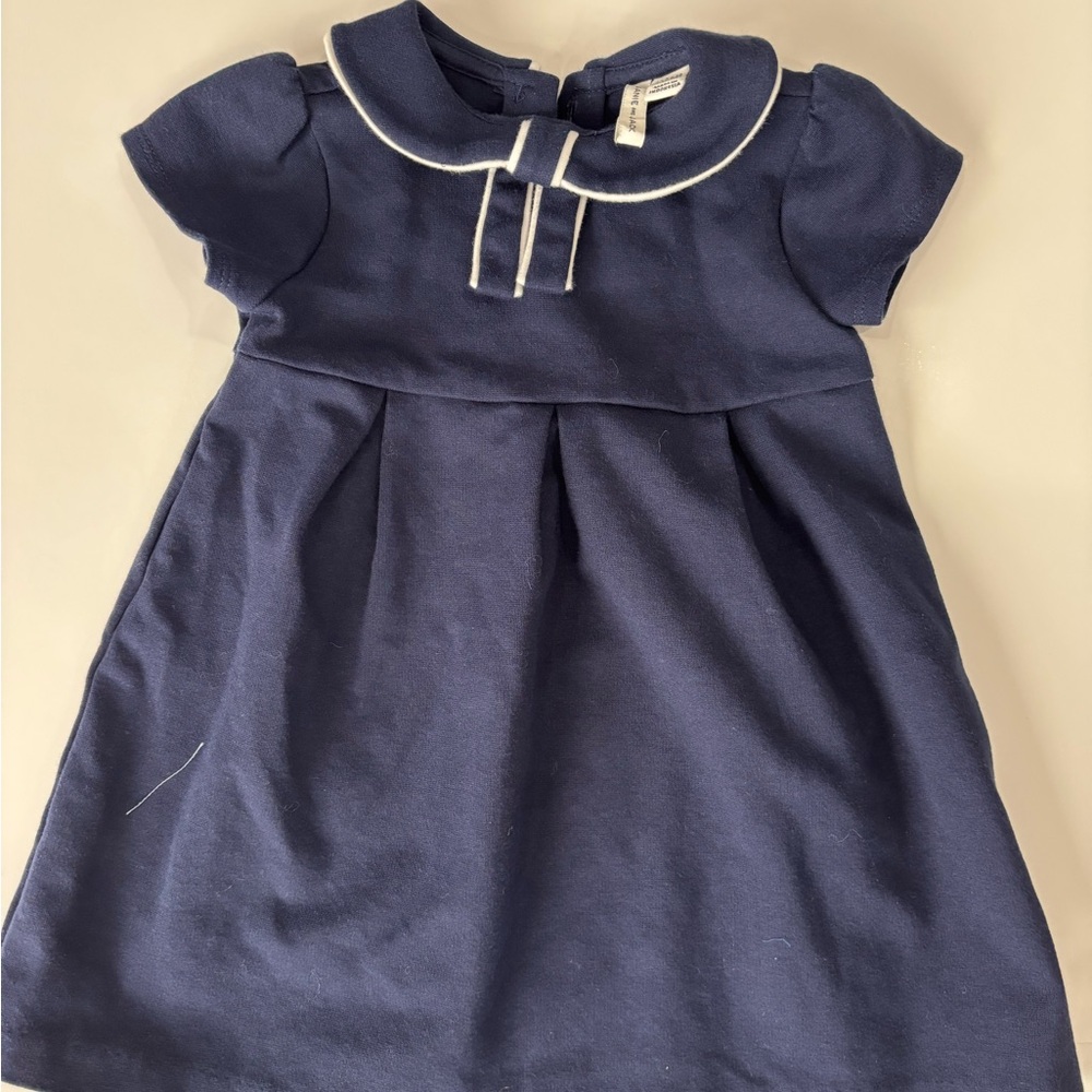 Janie and Jack Navy Dress with White Trim